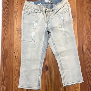 Seven 7 Capri Jeans Womens 14 White washed Blue Denim Pockets NWT